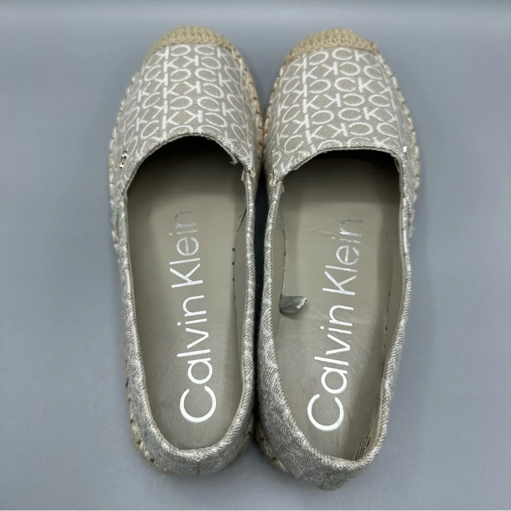 Calvin Klein Womens Flats Shoes Espadrille Monogram Signature Logo Size 10M
